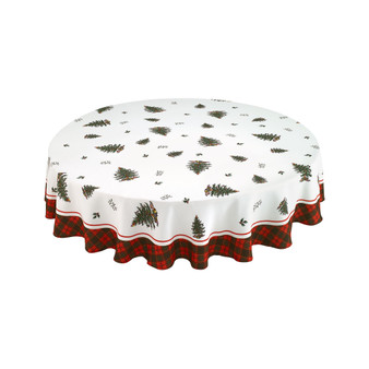 Christmas Tree Tartan Multicolored 70" Round Tablecloth