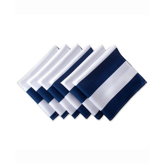 Nautical Blue Cabana Stripe Print Outdoor Napkin Set of 6