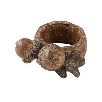 Rustic Napkin Ring with Acorn Design, Set of 4