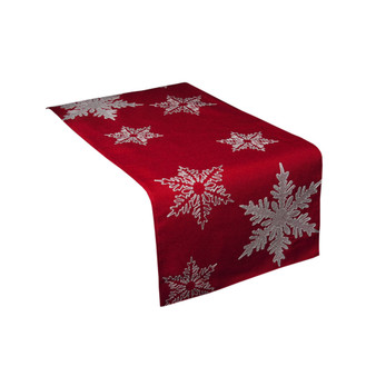 Glisten Snowflake Embroidered Christmas Table Runner, 16" x 36"