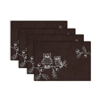 Embroidered Owls Placemat Set