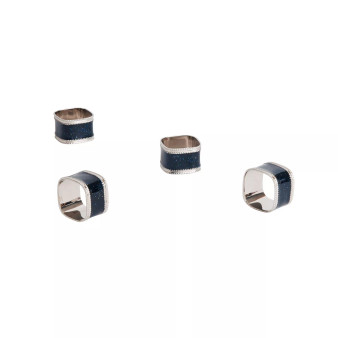 Sparkling Square Design Napkin Ring Set of 4