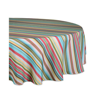 Summer Stripe Outdoor Tablecloth with Zipper 52" Round
