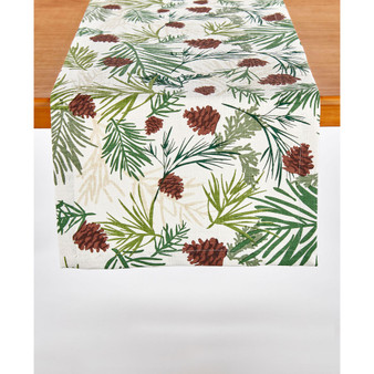 Pinecone and Sprig Table Runner-Printed, 72" x 14"