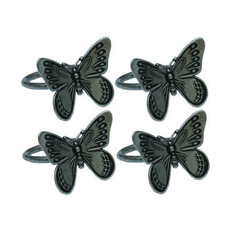 Flutter Spring Butterfly Brass Metal Napkin Rings, Set of 4