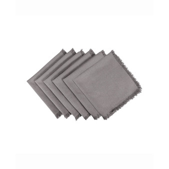 Solid Gray Heavyweight Fringed Napkin Set of 6