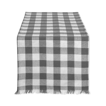 Heavyweight Check Fringed Table Runner 14" x 72"