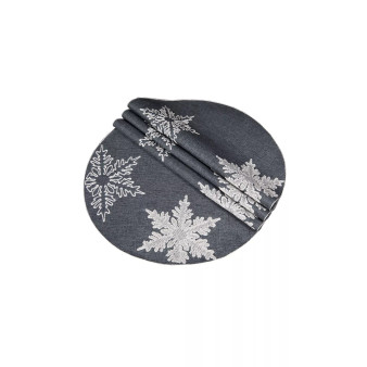 Glisten Snowflake Embroidered Christmas Round Placemats, 16" Round, Set of 4
