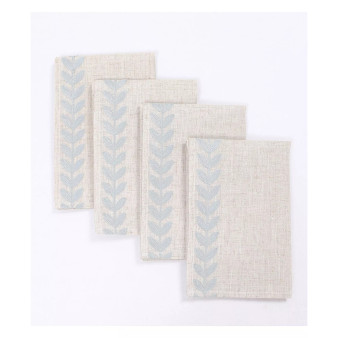 Cute Leaves Crewel Embroidered Napkins 20" x 20", Set of 4
