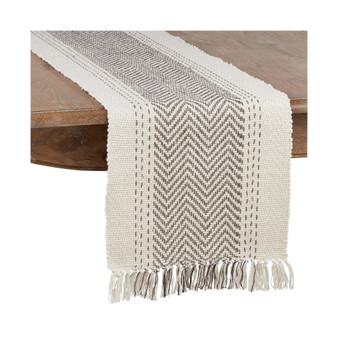 Table Runner with Kantha Stitch Design, 90" x 16"