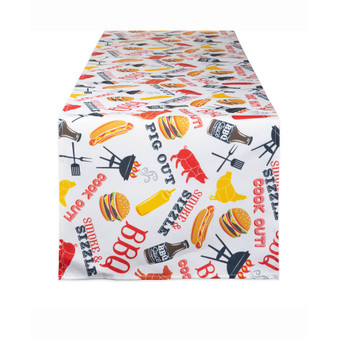 BBQ Fun Print Outdoor Table Runner 14" X 72"
