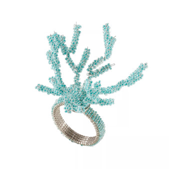 Dinner Napkin Ring with Beaded Design, Set of 4