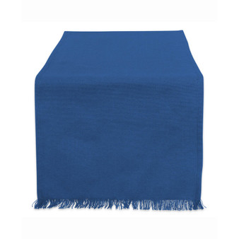 Solid Navy Heavyweight Fringed Table Runner 14" X 72"