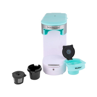 Mymini 14 ounces Single Serve Coffee Maker, Brews K-Cup Other Pods, Tea, Hot Chocolate, Hot Cider, Lattes, Reusable Filter Basket Included