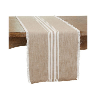 Striped Table Runner with Fringe Design, 72" x 13"