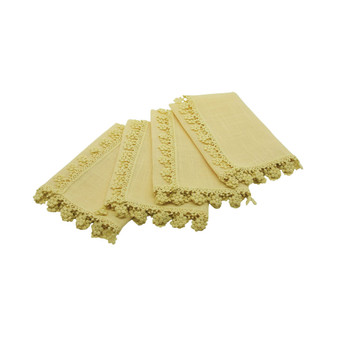 Floral Charm Lace Trim Napkins - Set of 4