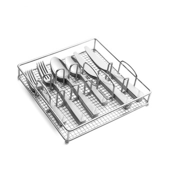 Tabitha Sand Pebble Flatware with Chrome Buffet Set, 40 Piece