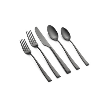 Marlise Black Satin 20 Piece 18/10 Stainless Steel Flatware Set, Service for 4
