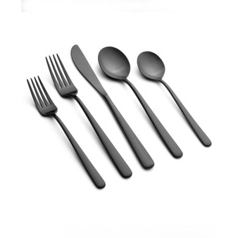 Lorenn Black Satin 20-Piece Flatware Set, Service for 4