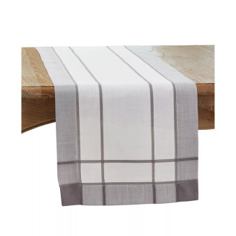 Long Table Runner with Banded Border Design, 72" x 16"