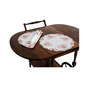 Embroidered Cutwork Round Placemats - Set of 4