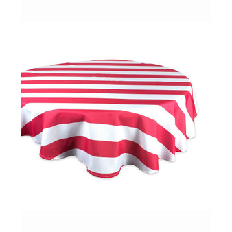 Coral Cabana Stripe Outdoor Table cloth 60" Round