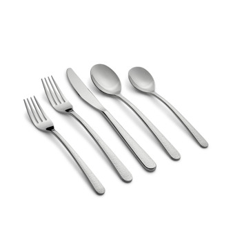 Kiera Textured Mirror Flatware Set, 20 Piece