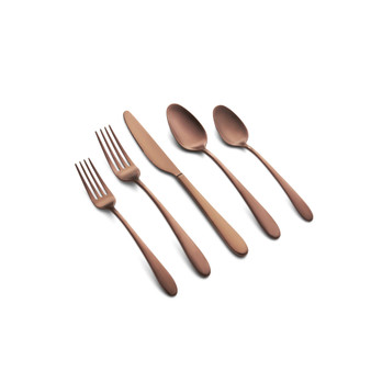 Poet Copper Satin 20 Piece 18/10 Stainless Steel Flatware Set, Service for 4