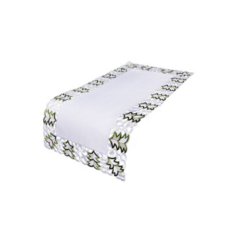 Tannenbaum Embroidered Cutwork Table Runner, 34" x 16"