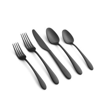 Poet Black Satin 20-Piece Flatware Set, Service for 4