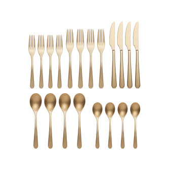 Kenbrook Champagne Tumbled 20 Piece Everyday Flatware Set, Service For 4