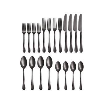 Mirabella Satin Gunmetal Titanium 18/0 Stainless Steel 20 Piece Set, Service for 4