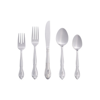 Riverridge Rose 46 Piece Monogrammed Flatware Set - C, Service for 8