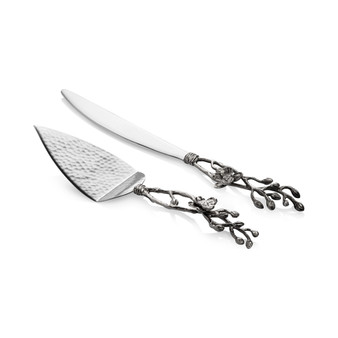 White Orchid Cake Knife and Server