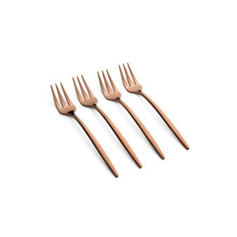 Gaze Copper Mirror Cocktail Forks Set, 4 Piece