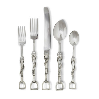 Pewter Stirrup Pattern 5 Piece Place Setting Flatware
