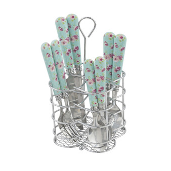 Bistro Bright Floral Stainless Steel 16 Piece Flatware Set, Service for 4