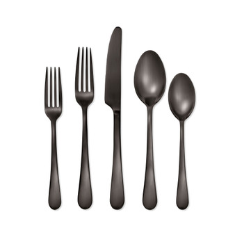 Mirabella Satin Gunmetal Titanium 18/0 Stainless Steel 5 Piece Set, Service for 1