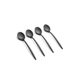 Gaze Black Satin Demi Spoon Set, 4 Piece
