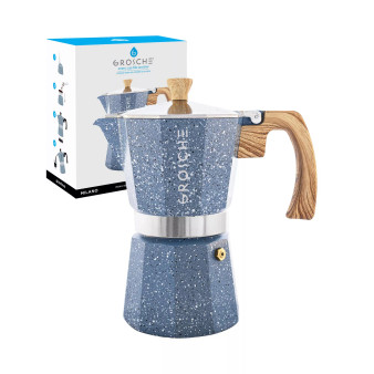 MILANO Stone Stovetop Espresso Maker Moka Pot 9 Cup, 15.2 Oz