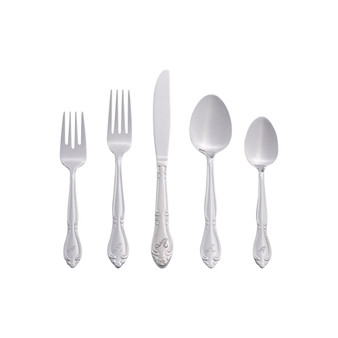 Riverridge Rose 46 Piece Monogrammed Flatware Set - A, Service for 8