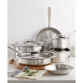 D5 Brushed Stainless Steel Cookware Set, 10 Piece Set