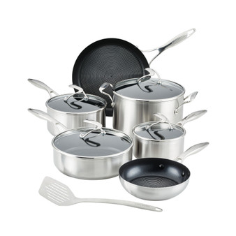Stainless Steel Cookware Set with SteelShield Hybrid Stainless and Nonstick Technology, 11-piece, Silver