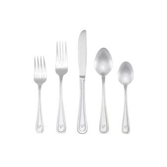 Riverridge Marina 46 Piece Monogrammed Flatware Set - V, Service for 8