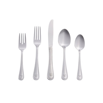 Riverridge Beaded 46 Piece Monogrammed Flatware Set - W, Service for 8