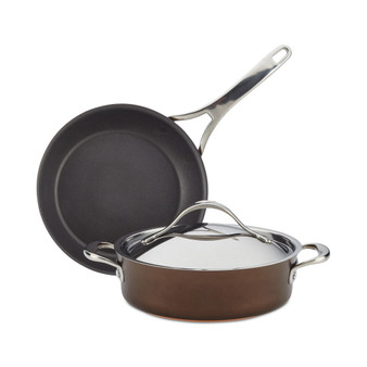 Nouvelle Copper Luxe Hard-Anodized Nonstick Cookware Set, 3-Piece, Sable