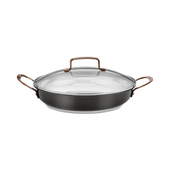 Onyx Black & Rose Gold Stainless Steel 12" Everyday Pan & Lid