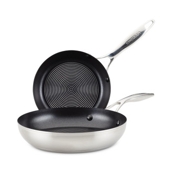 SteelShield S-Series Stainless Steel Nonstick Frying Pan Set, 2-Piece, Silver