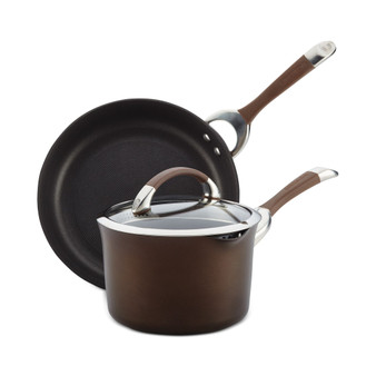 Symmetry Hard-Anodized Nonstick Cookware Induction Pots and Pans Set, 3-Piece, Chocolate