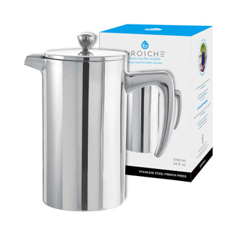 Dublin Stainless Steel Double Wall Insulated French Press, 34 fl oz Capacity